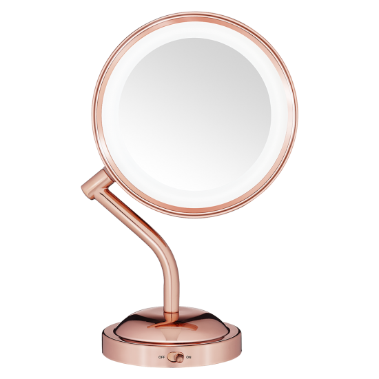 Espejo de mesa para maquillaje con luz LED, doble cara, de cromo pulido,  con aumento 10x de Alhakin