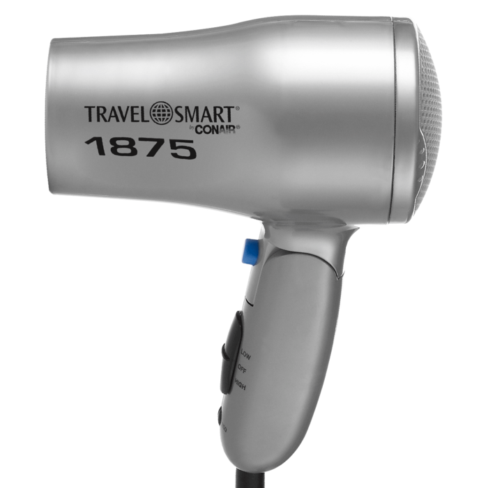 Conair Secador de pelo de viaje, secador de pelo de viaje mundial de 1875 W  con tecnología de voltaje inteligente y mango plegable