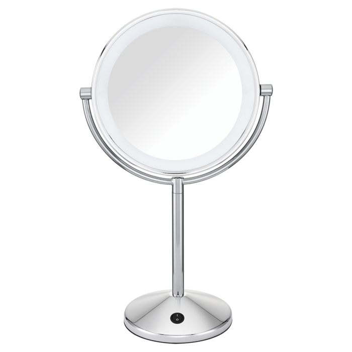 Espejo de maquillaje con luz LED de mesa, adaptador de CA, aumento 10x/1x,  acabado cromado por Brookstone